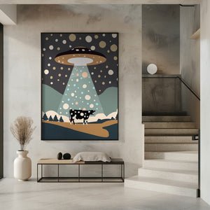 Art Prints of UFO & cow