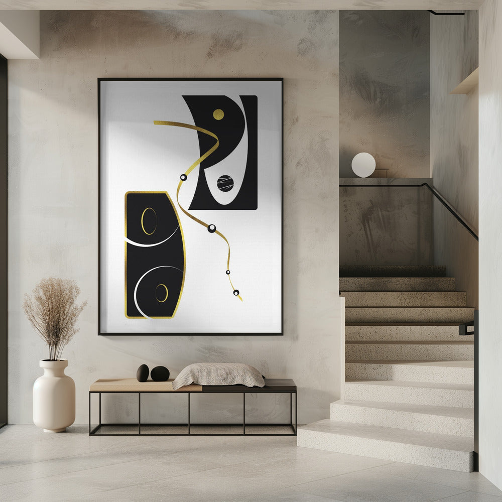 Art Prints of Black & White Abstract No. 2 | gold