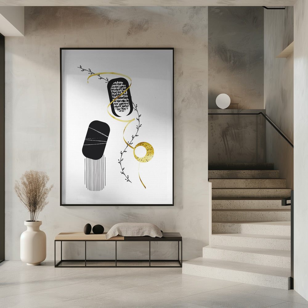 Art Prints of Black & White Abstract No. 1 | gold
