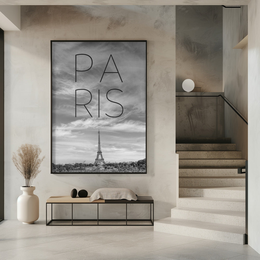 Art Prints of PARIS Eiffel Tower | Text & Skyline