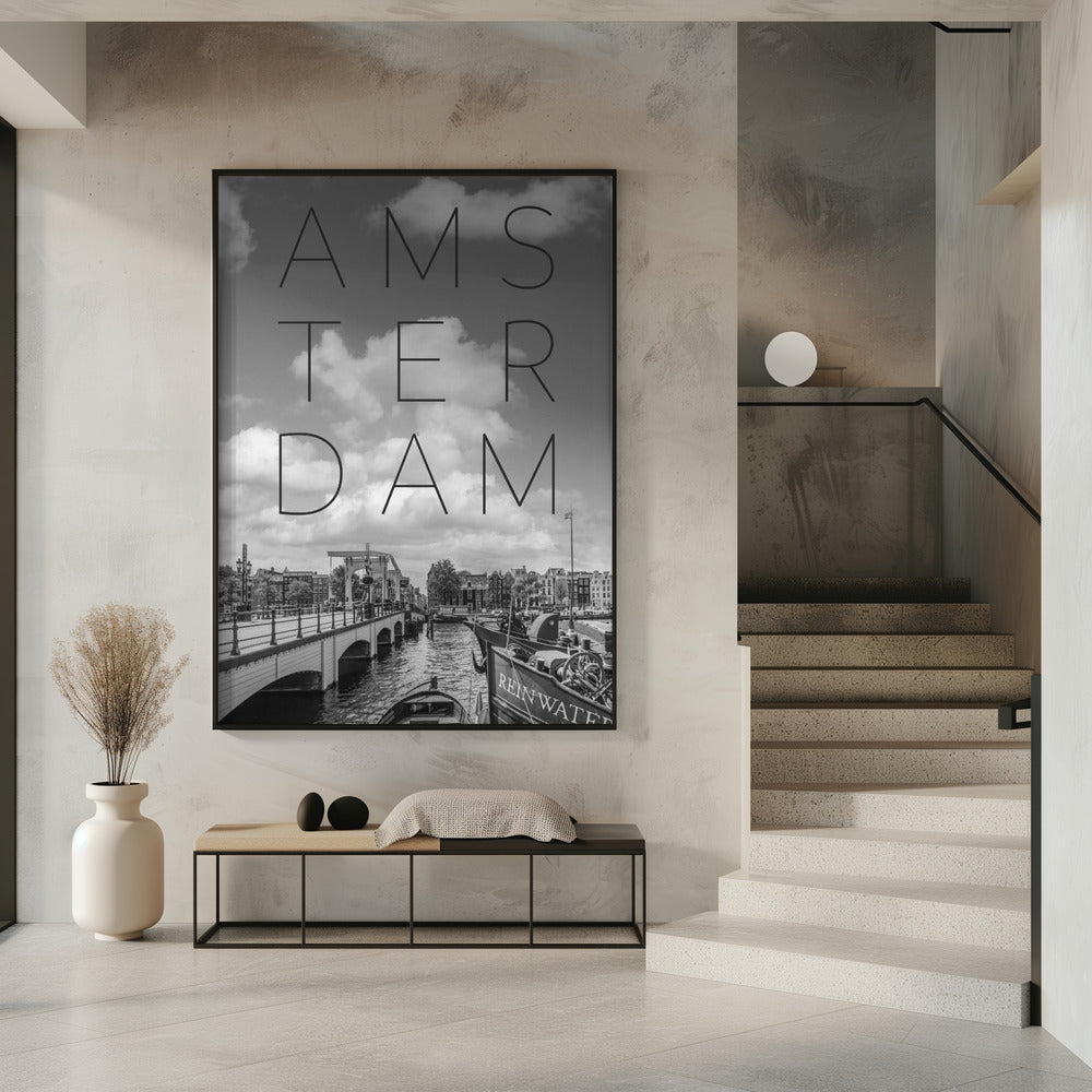 Art Prints of AMSTERDAM Magere Brug | Text & Skyline