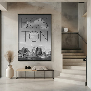 Art Prints of BOSTON Skyline North End & Financial District | Text & Skyline