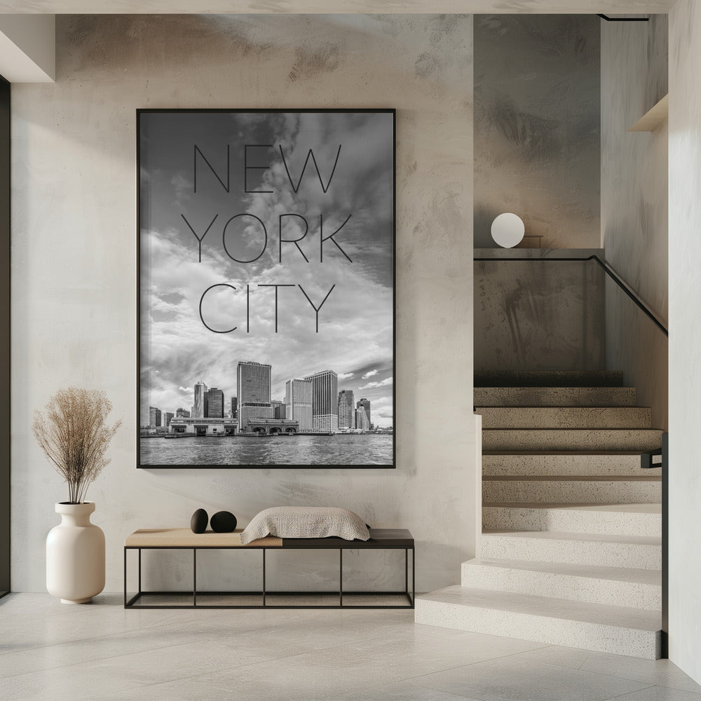 Art Prints of LOWER MANHATTAN and Whitehall Terminal | Text & Skyline