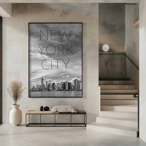Art Prints of NYC Lower Manhattan & Hudson River | Text & Skyline