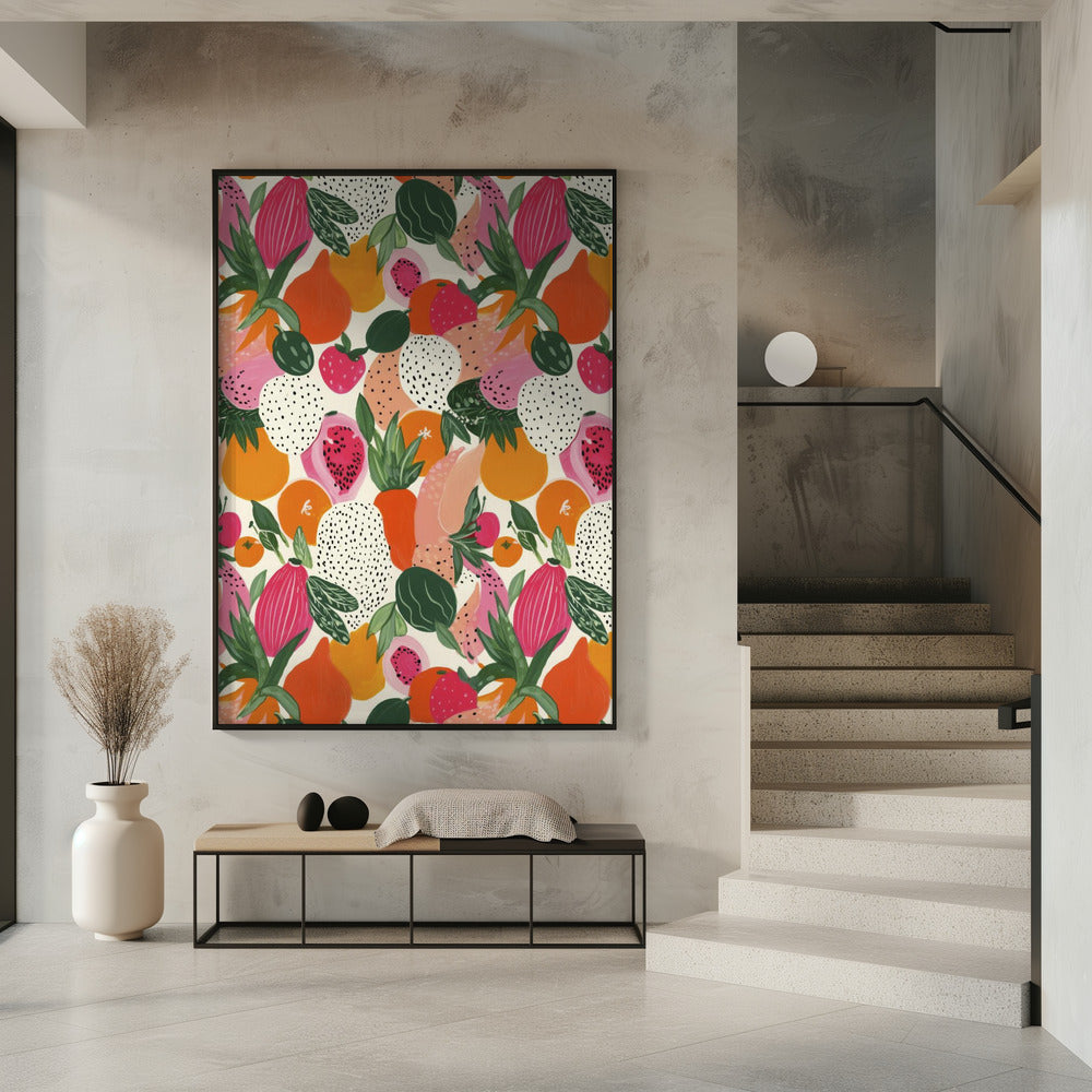 Art Prints of Fresh fruits pattern