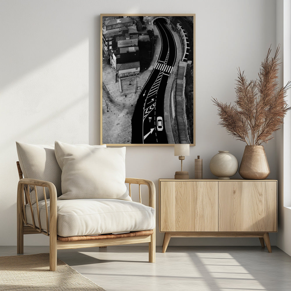 Art Prints of White car on the track
