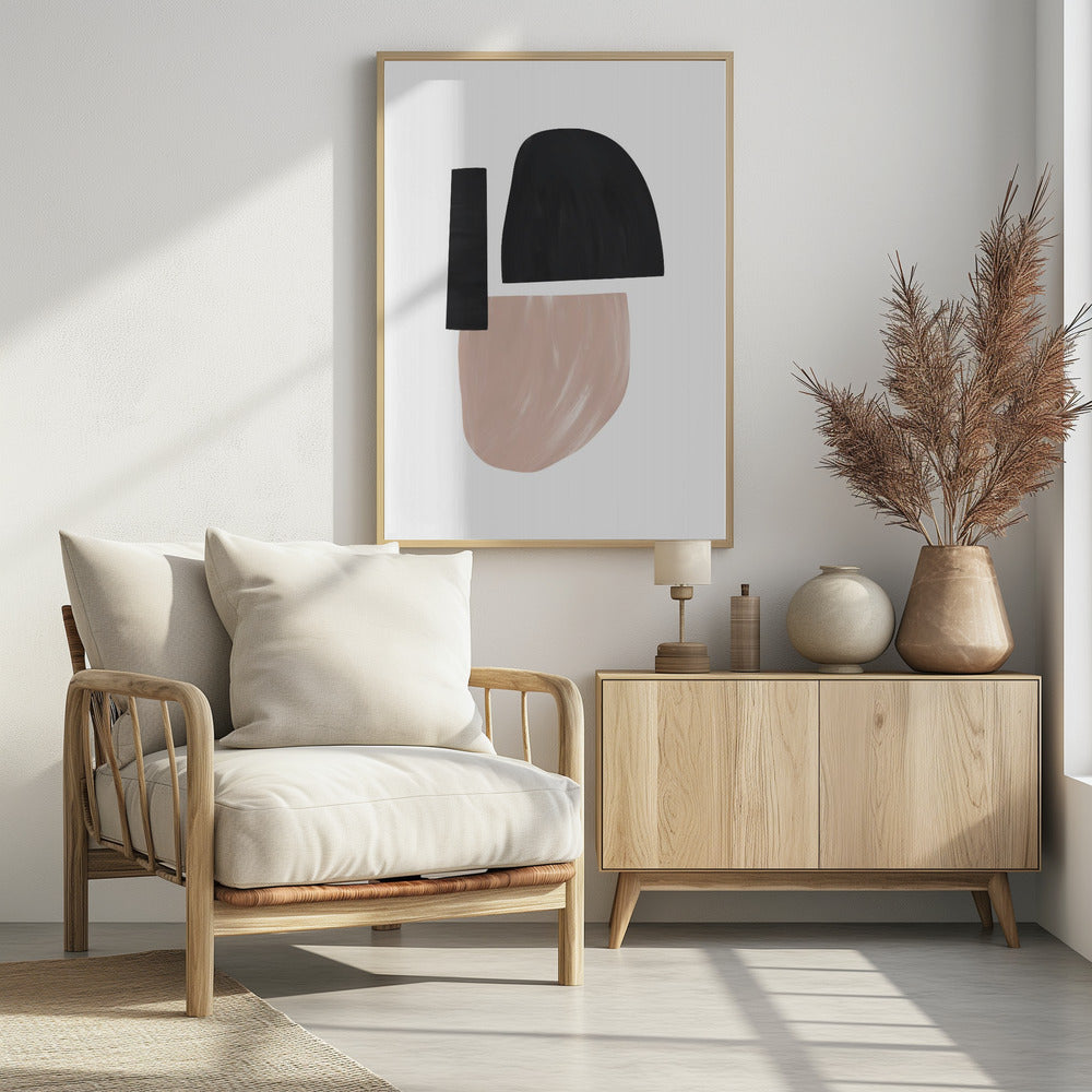 Art Prints of Black and Nude Abstract Shapes