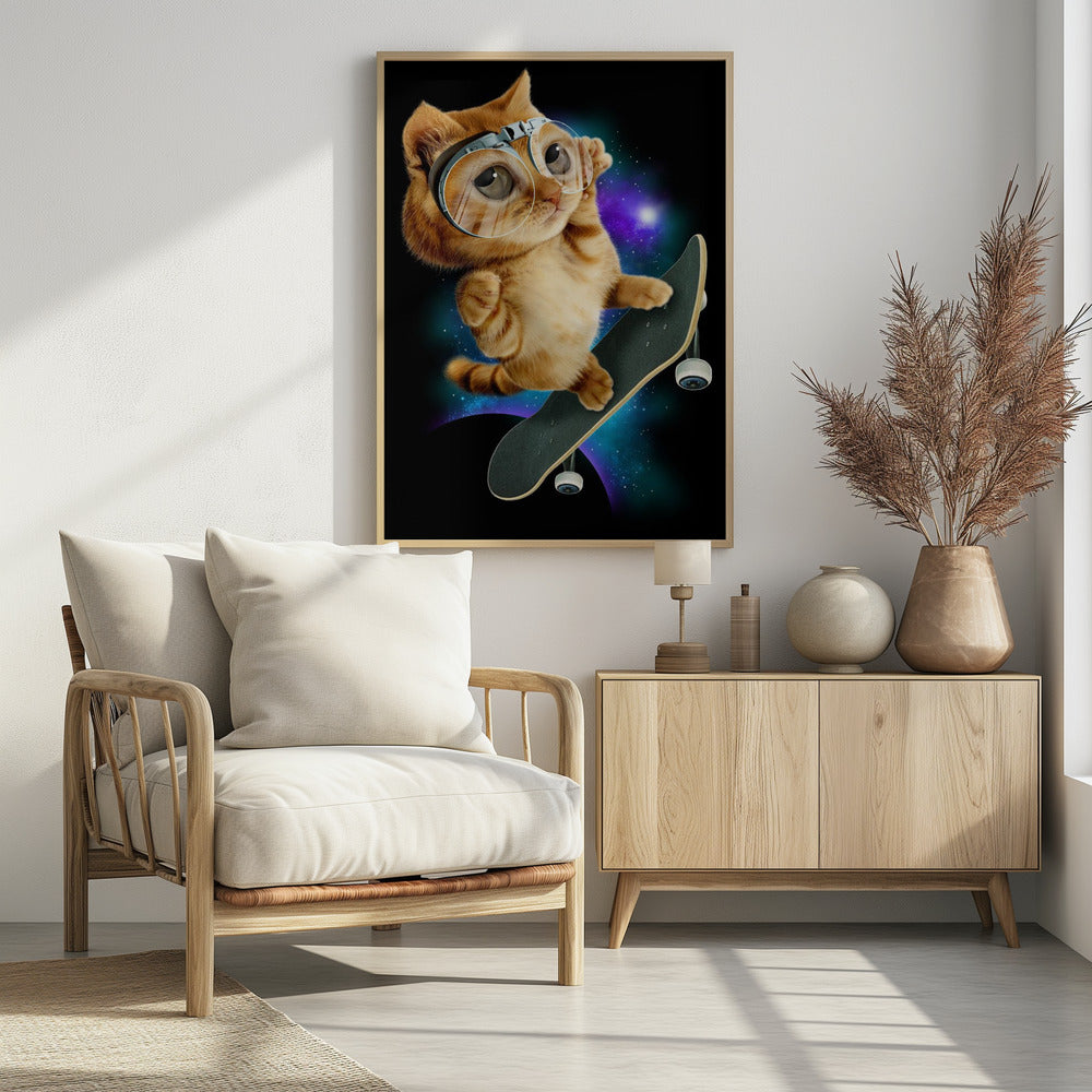 Canvas Art Print cat on skateboard