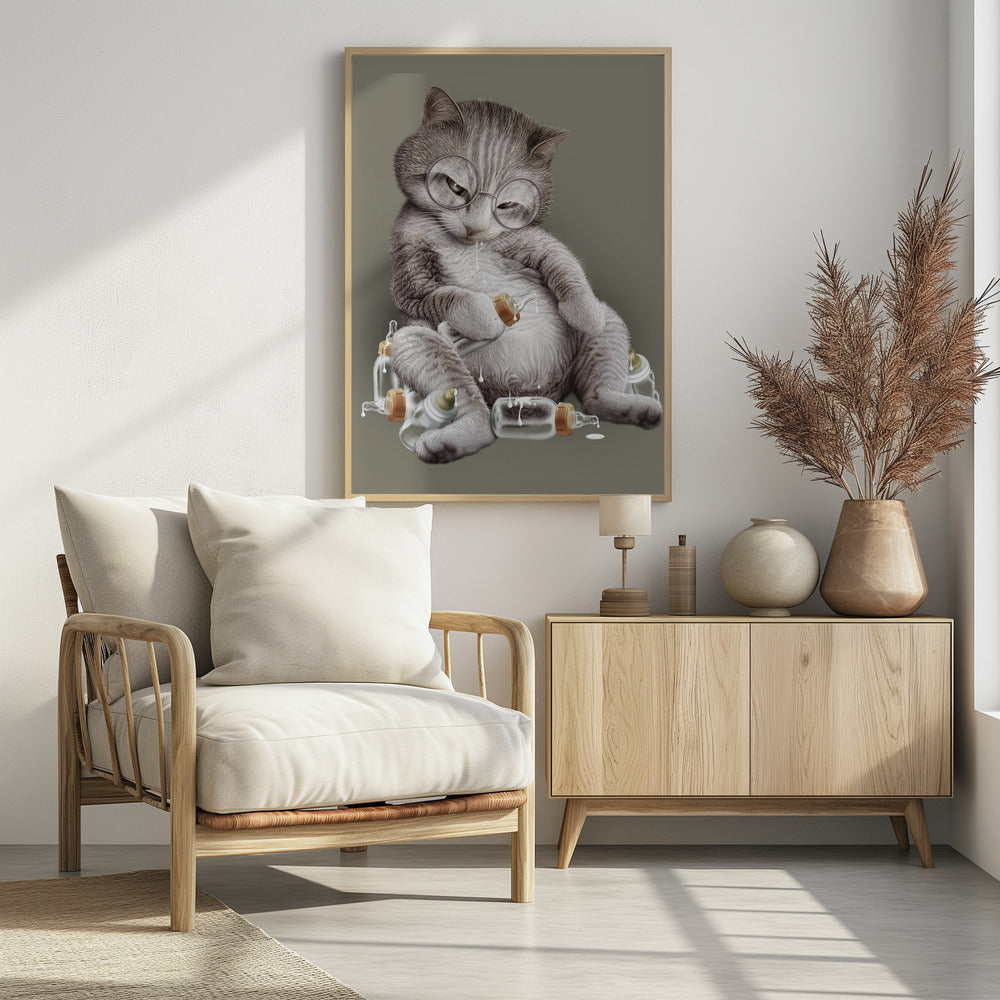 Canvas Art Print greedy cat