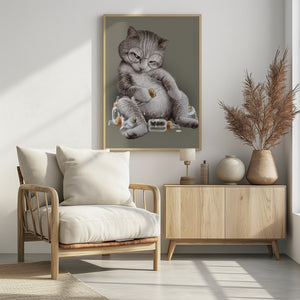 Canvas Art Print greedy cat