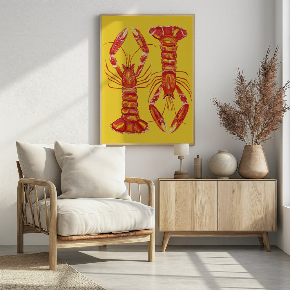 Art Prints of Langoustines On Yellow