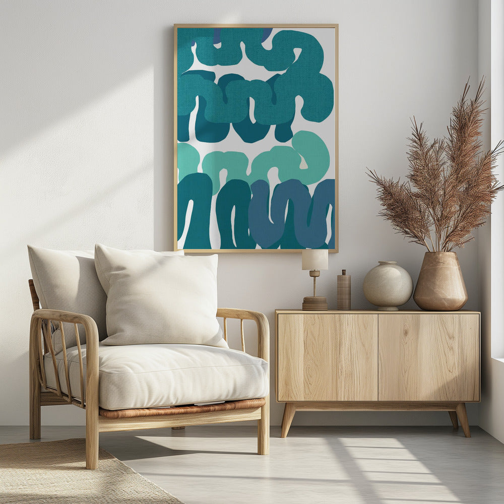 Art Prints of Blue Squiggles 3