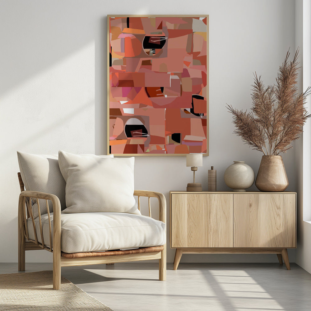 Art Prints of Deep Pink Geometric Shapes 4
