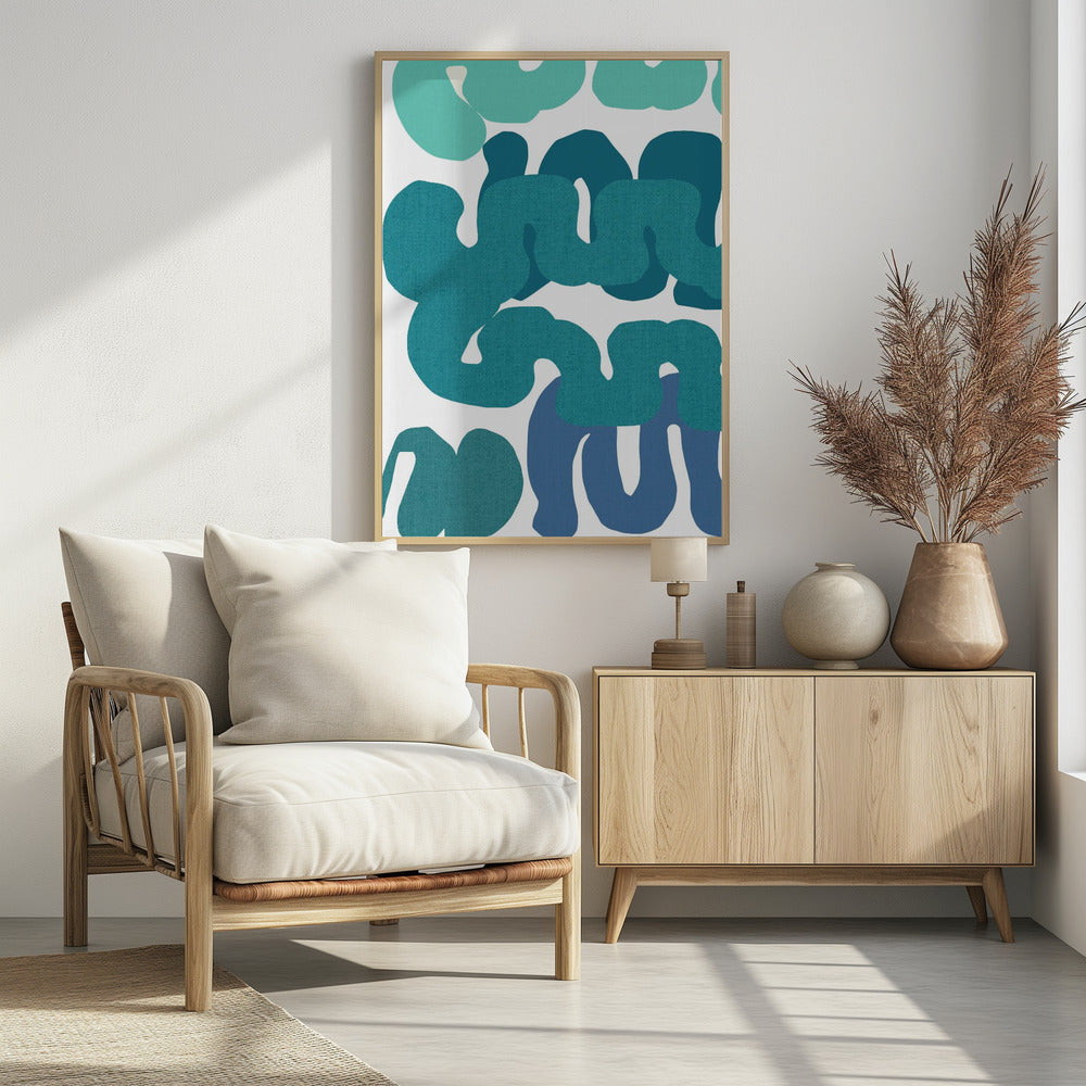 Art Prints of Blue Squiggles 1