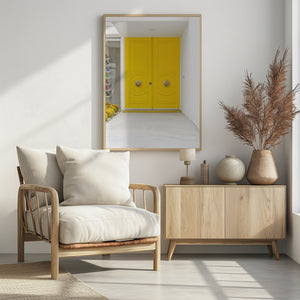 Art Prints of Canary Yellow Doors on a Mid-Century Modern