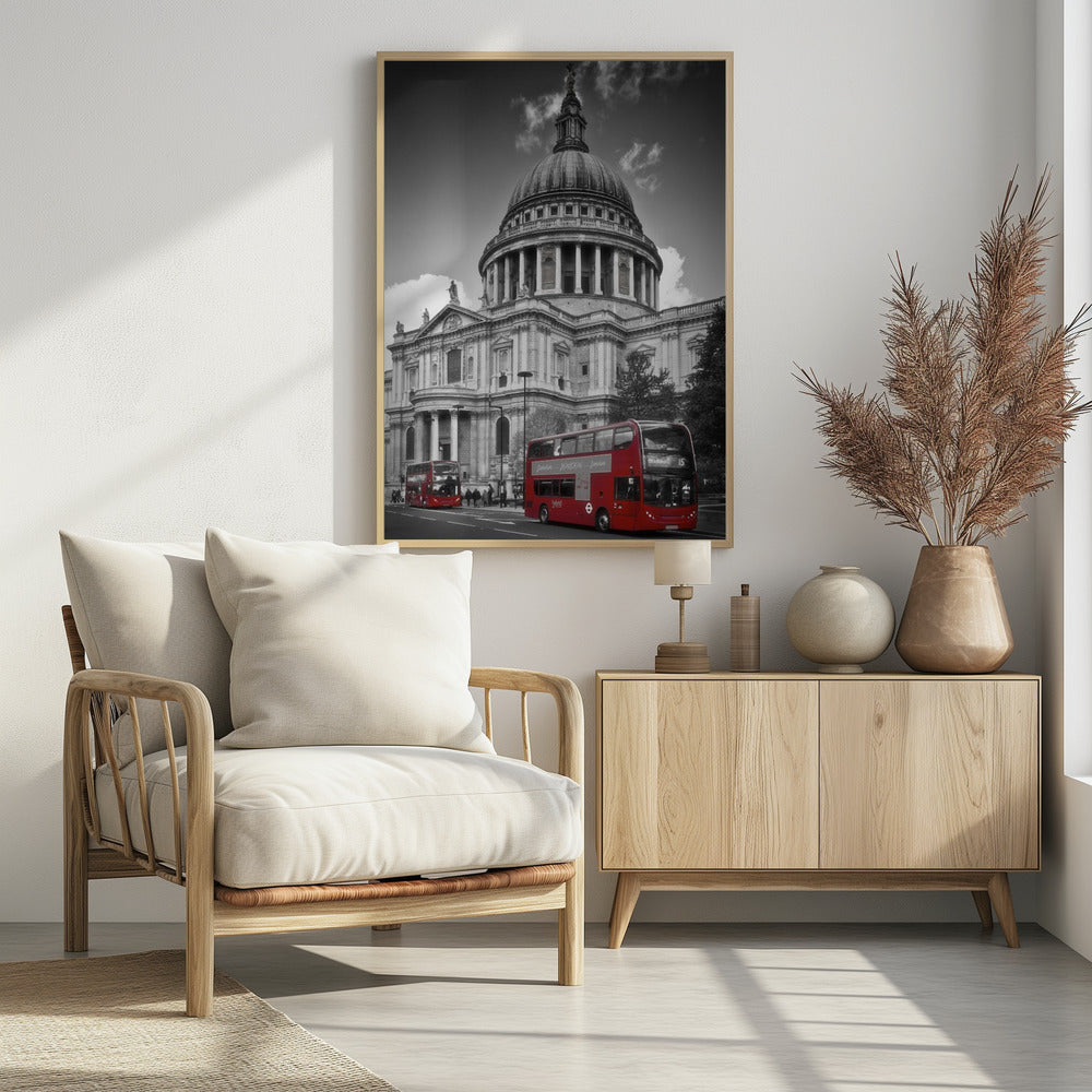 Art Prints of LONDON St. Paul’s Cathedral & Red Bus