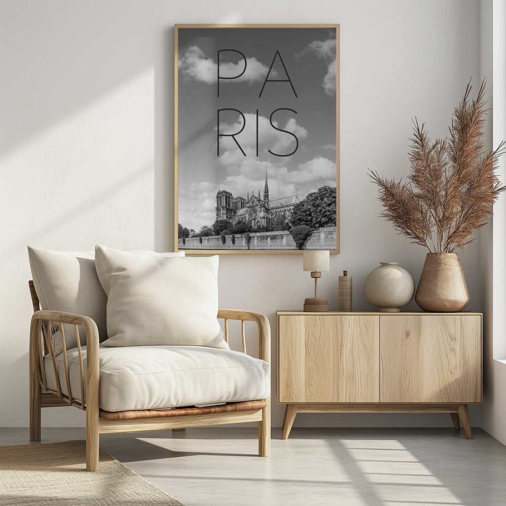 Art Prints of PARIS Cathedral Notre-Dame | Text & Skyline