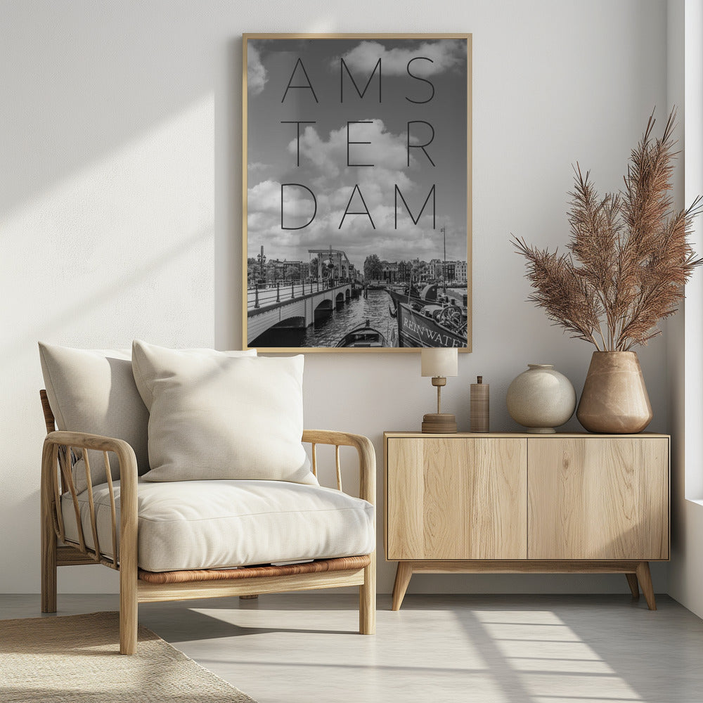 Art Prints of AMSTERDAM Magere Brug | Text & Skyline