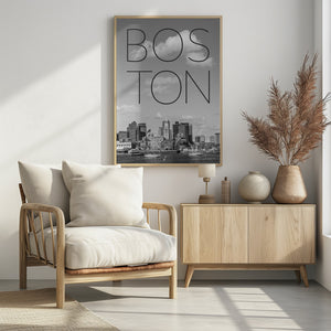 Art Prints of BOSTON Skyline North End & Financial District | Text & Skyline