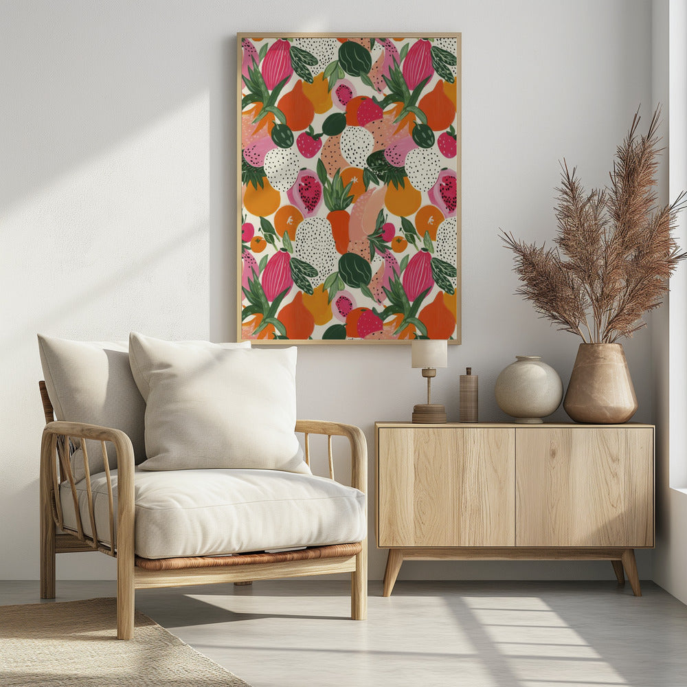Art Prints of Fresh fruits pattern