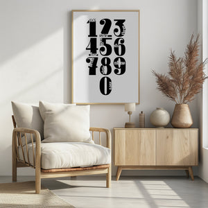 Art Prints of Numbers White