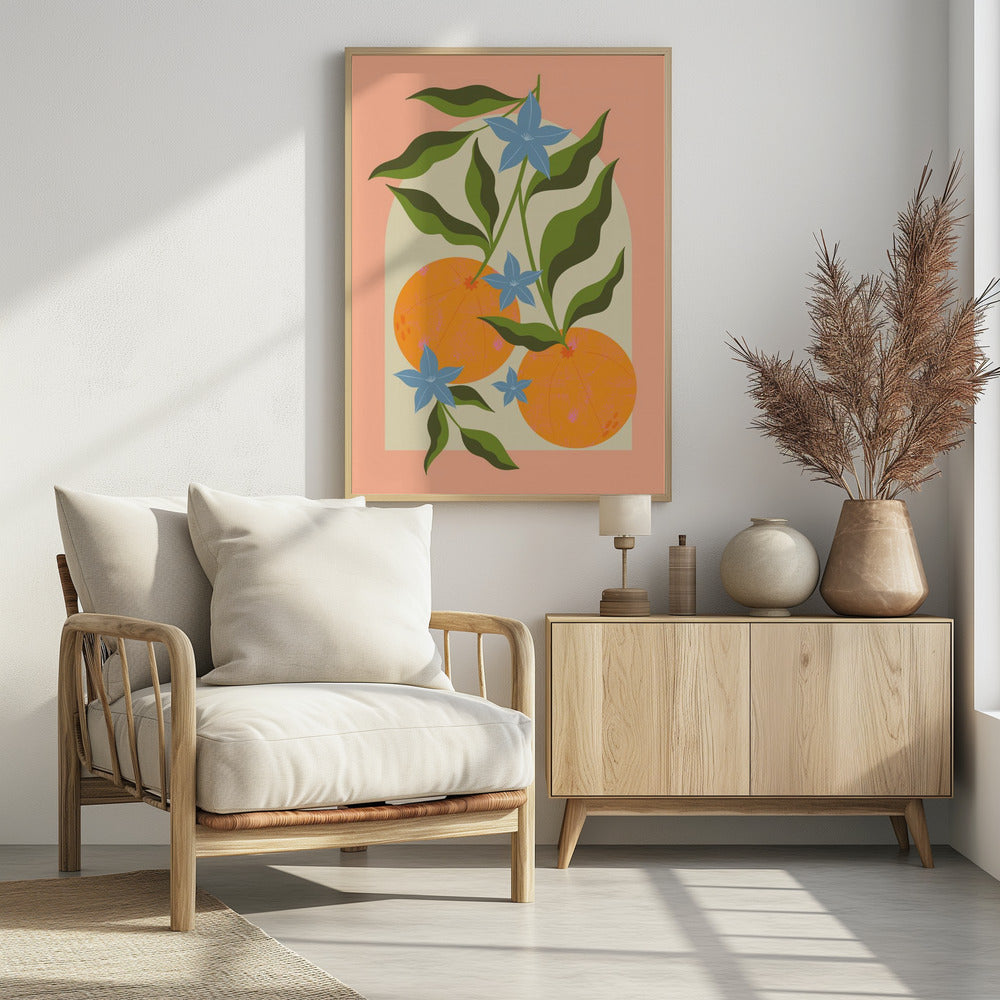 Art Prints of Orange Branch with Flowers