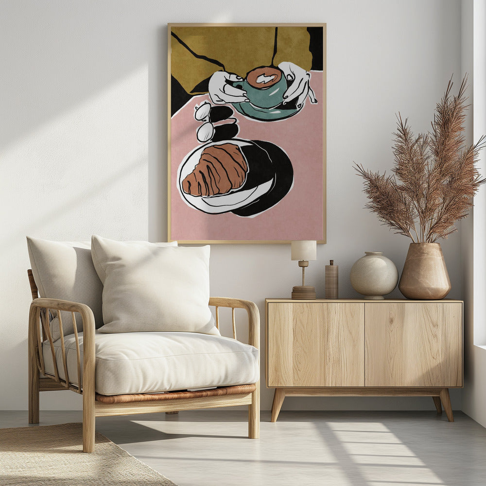 Art Prints of Croissant et café au lait