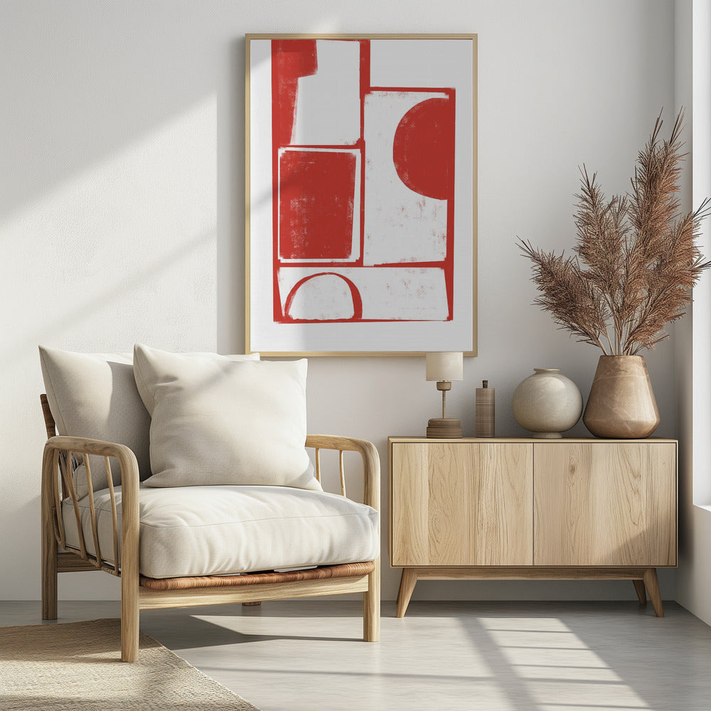 Red Geometric Balance