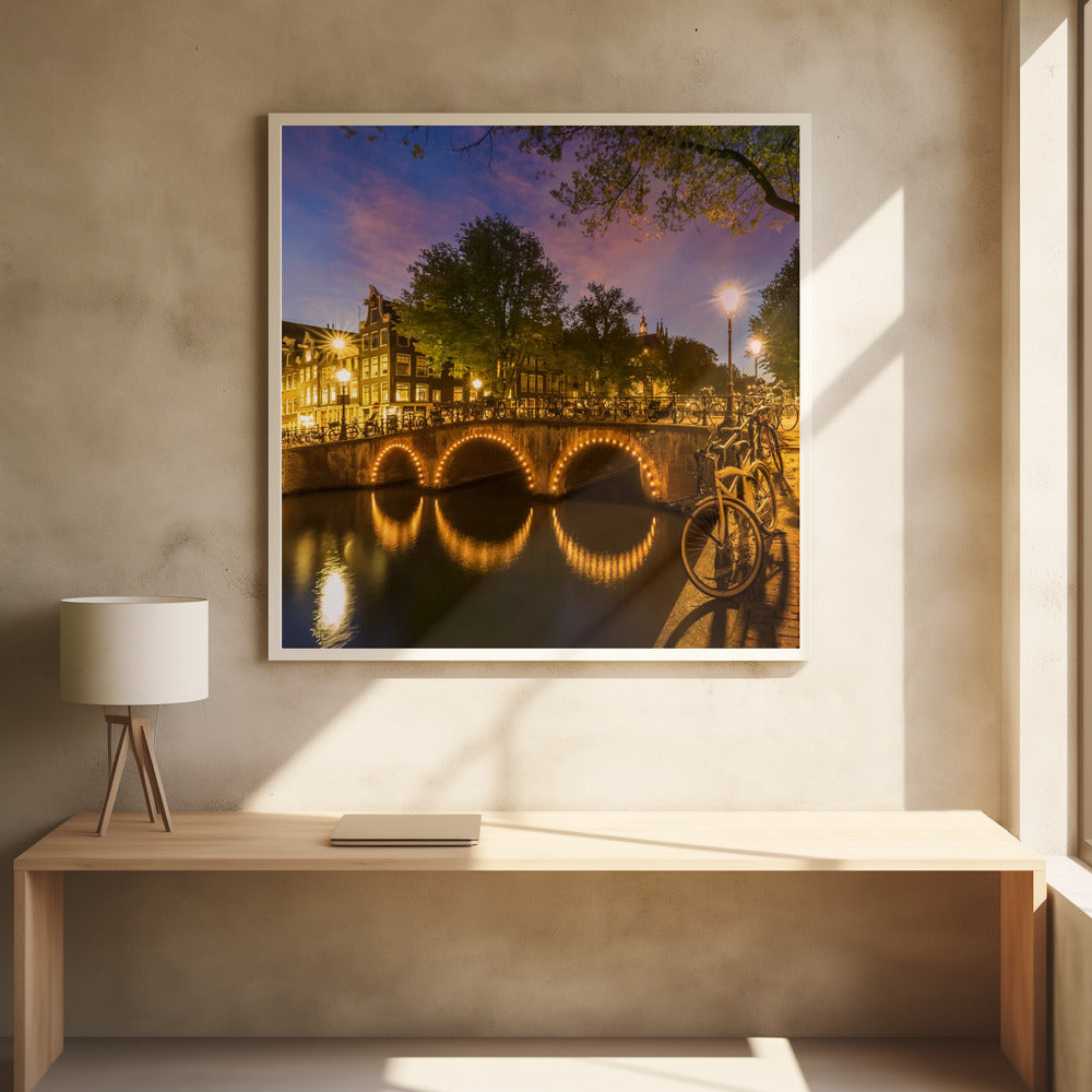 Art Prints of AMSTERDAM Idyllic nightscape from Keizersgracht