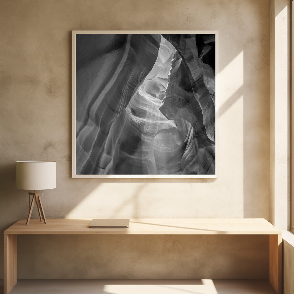 Art Prints of MONOCHROME ANTELOPE CANYON Daylight