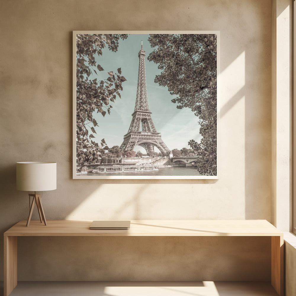Art Prints of PARIS Eiffel Tower & River Seine | urban vintage style