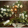 Still life with roses and candle
