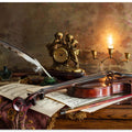 Still life with violin and clock