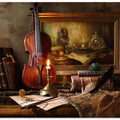 Still life with violin and painting