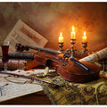 Still life with violin and candles