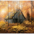 House in the forest during fallseason