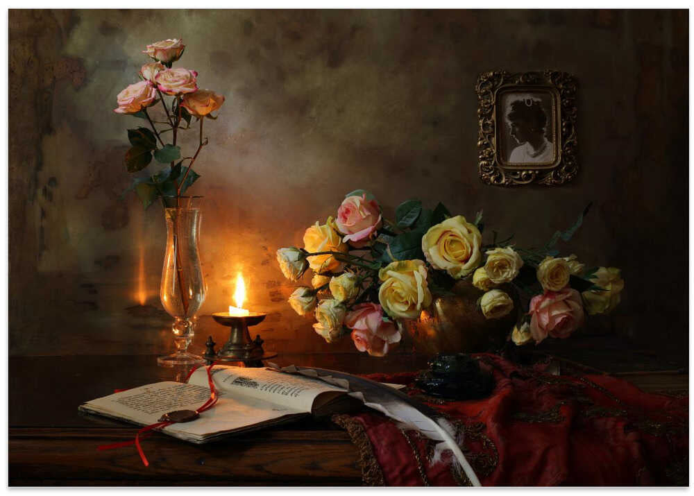 Still life with an open book