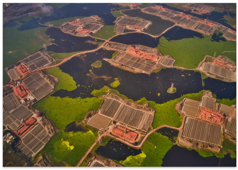 Hundreds of brick kilns