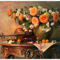 Still life with violin and roses