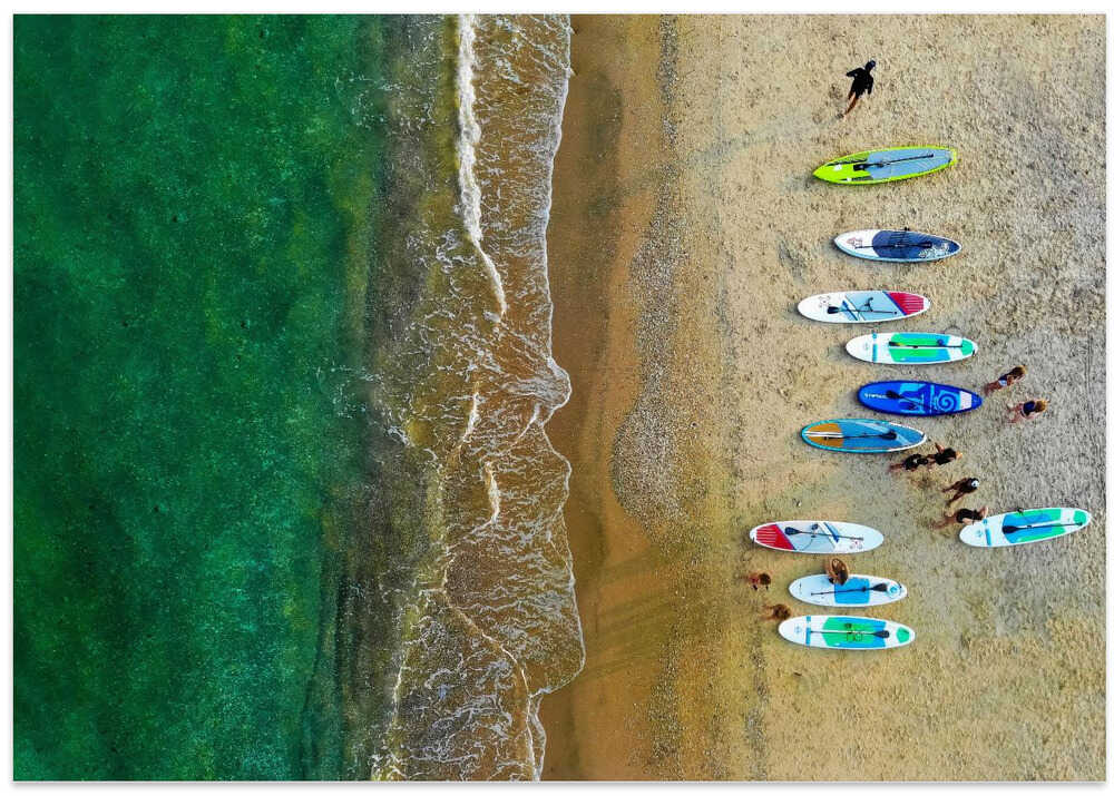 Early morning beach activities.