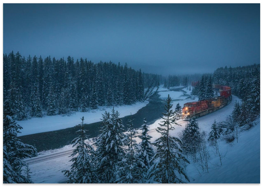 A cargo train is passing Morant's Curve