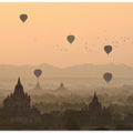Bagan, balloons flying over ancient temples