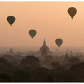 Bagan, balloons flying over ancient temples
