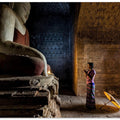 Young lady and umbrella in pagoda