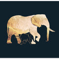 Canvas Art Print Black gold elephants 2