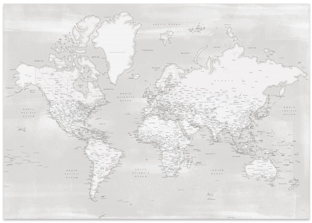 Detailed world map with cities, Maeli neutral