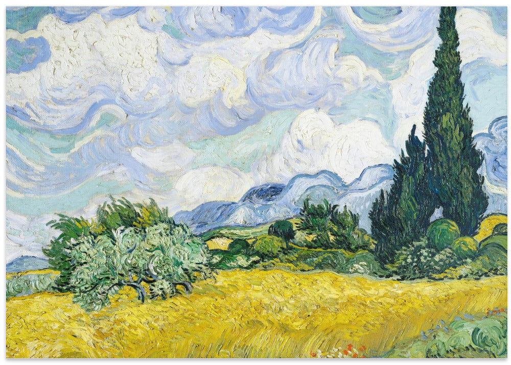 Wheat Field With Cypresses