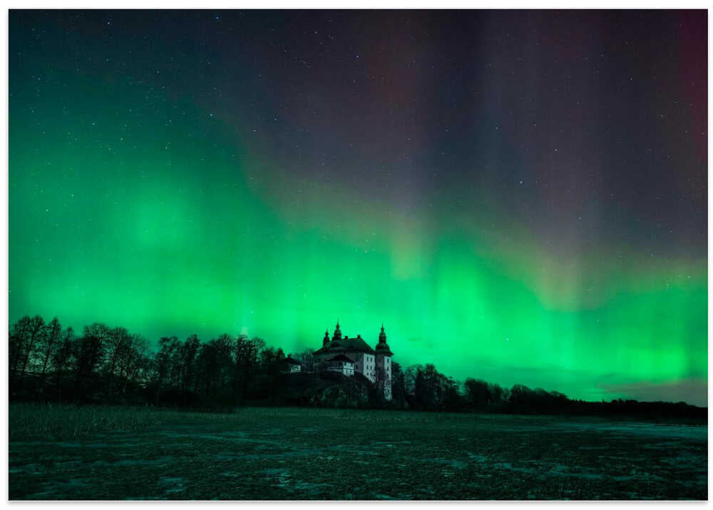 Ekenäs castle, Sweden under the northern lights.