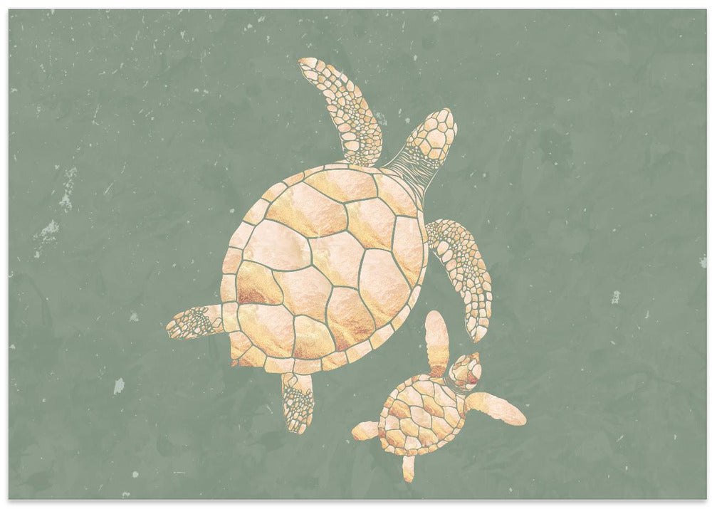 Landscape gold turtles green