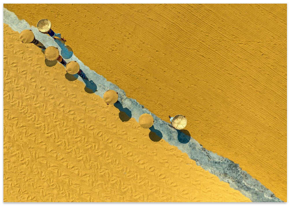 Carrying rice on head